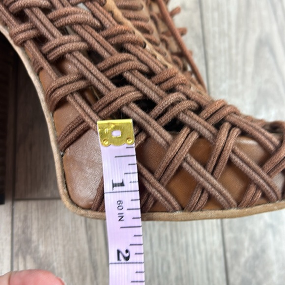 Miista Naia Free People 8.5 Brown Leather Cord Huarache Lace Up Block Heels - Picture 10 of 11